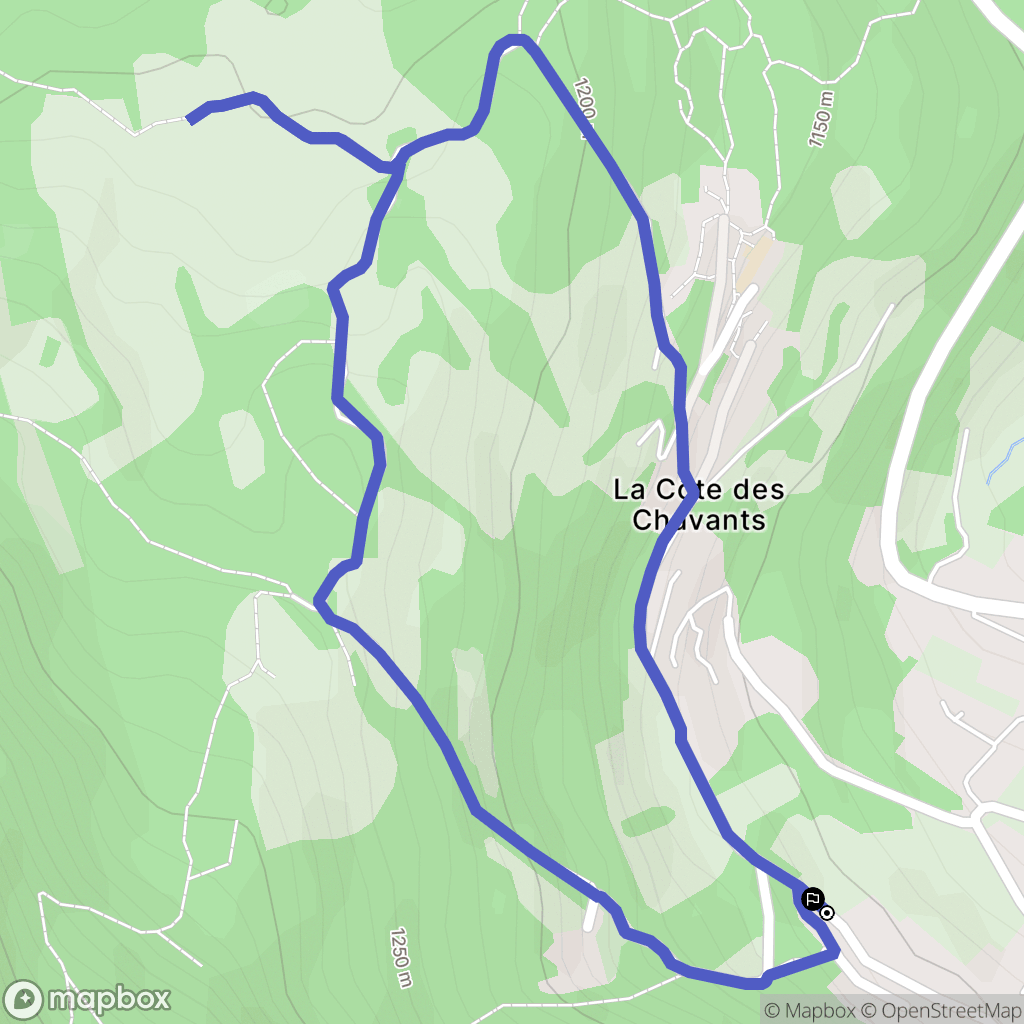 La Côte des Chavants, Les Houches : carte du parcours de randonnée - France