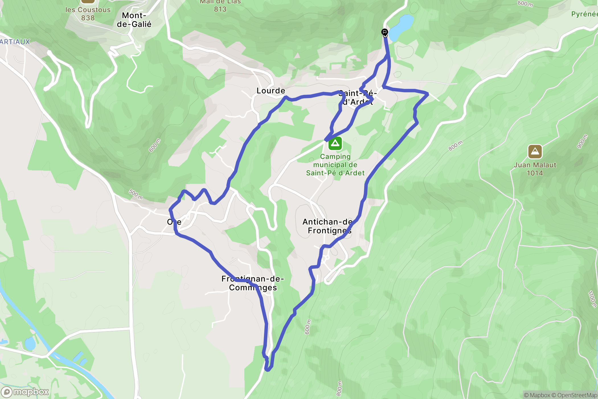 Saint-Pé-d'Ardet : carte du parcours de randonnée - France