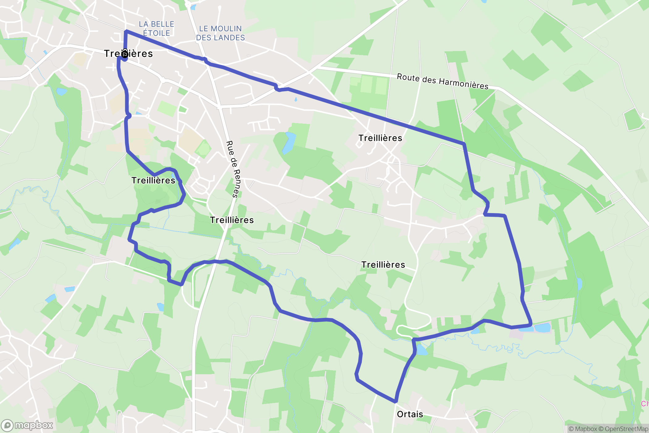 Treillières : carte du parcours de randonnée - France