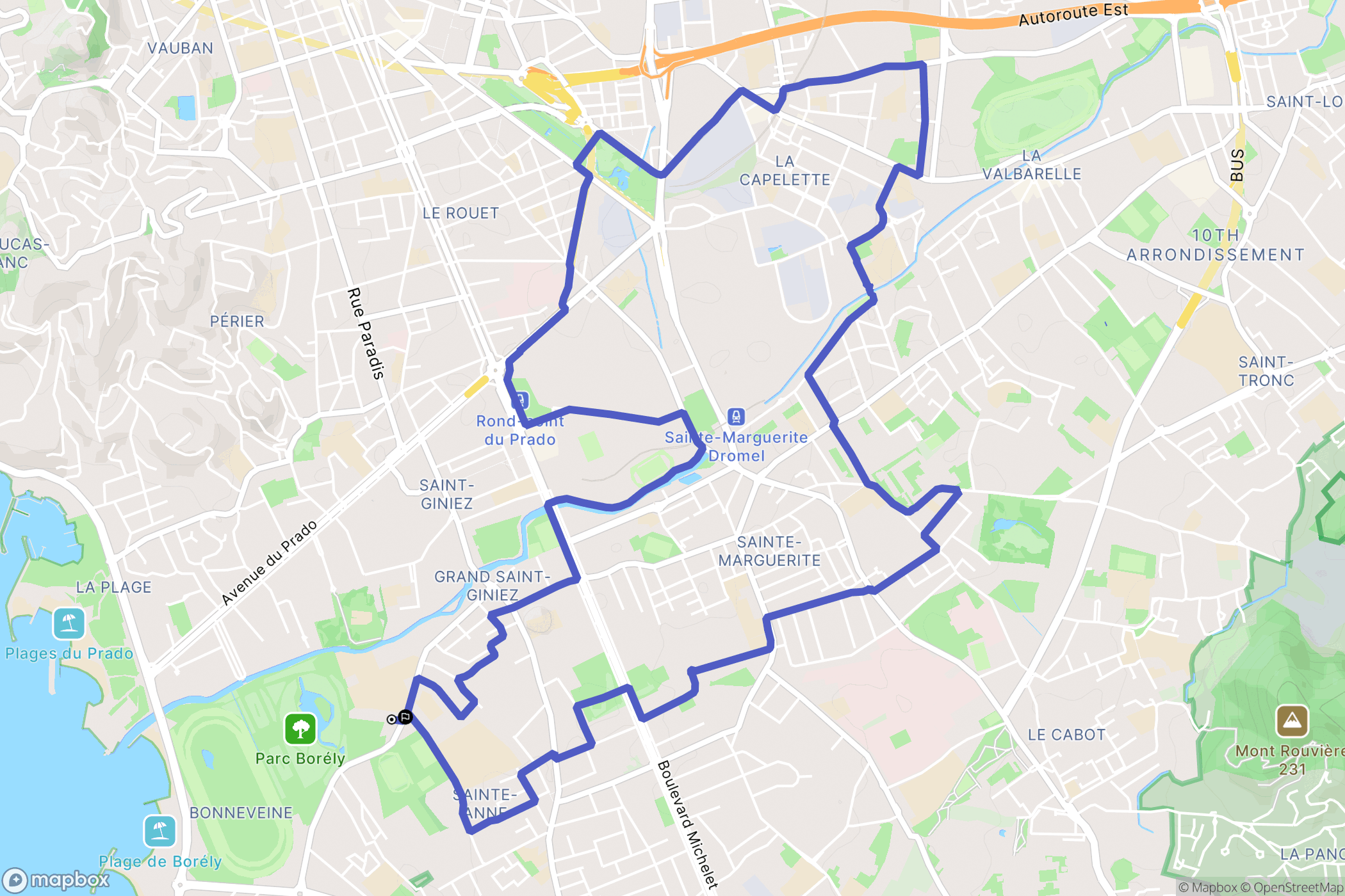 Marseille : carte du parcours de randonnée - France