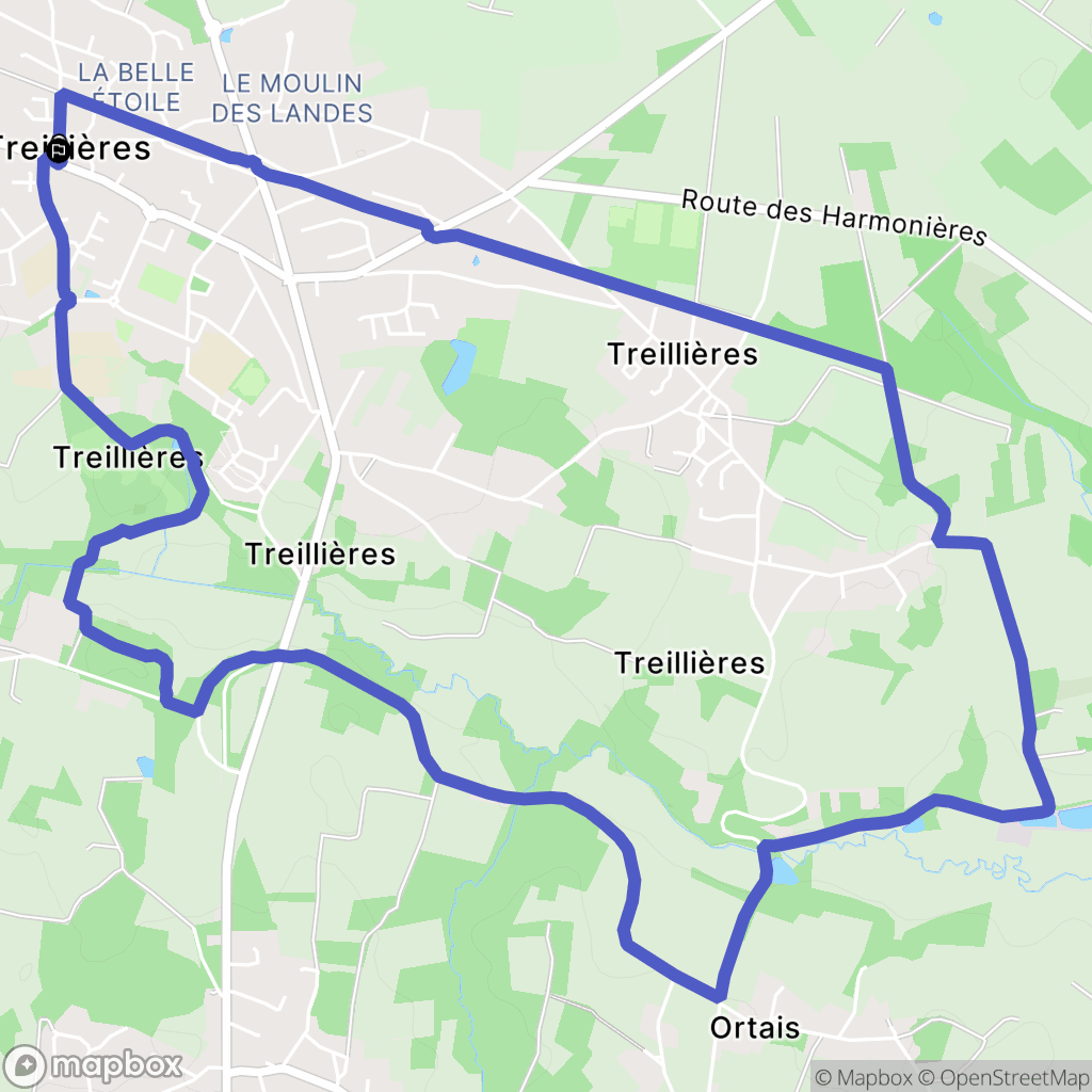 Treillières : carte du parcours de randonnée - France