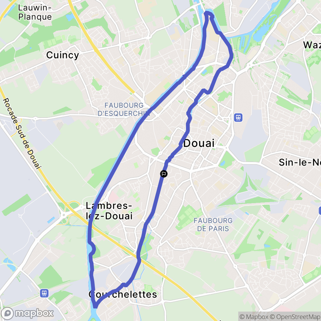 Douai : carte du parcours de randonnée - France