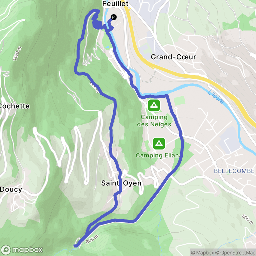 La Léchère : carte du parcours de randonnée - France