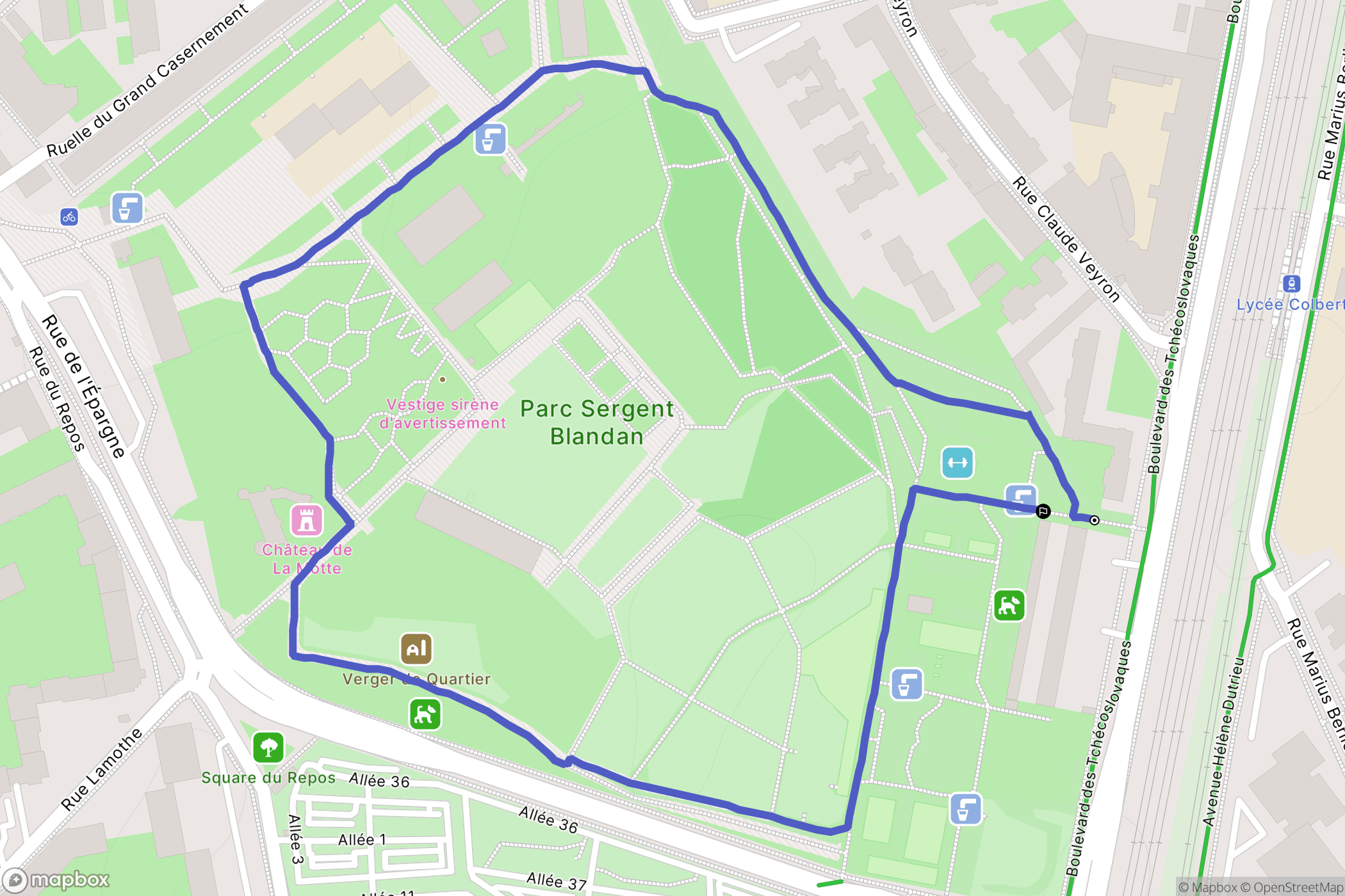 Lyon : carte du parcours de randonnée - France