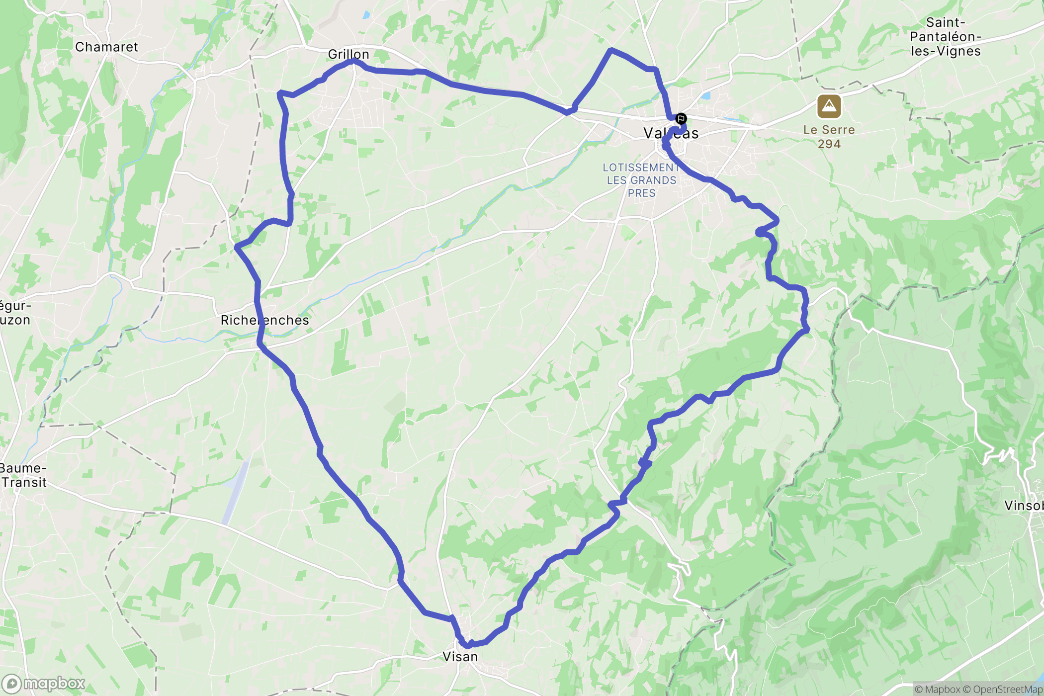 Valréas : carte du parcours de randonnée - France