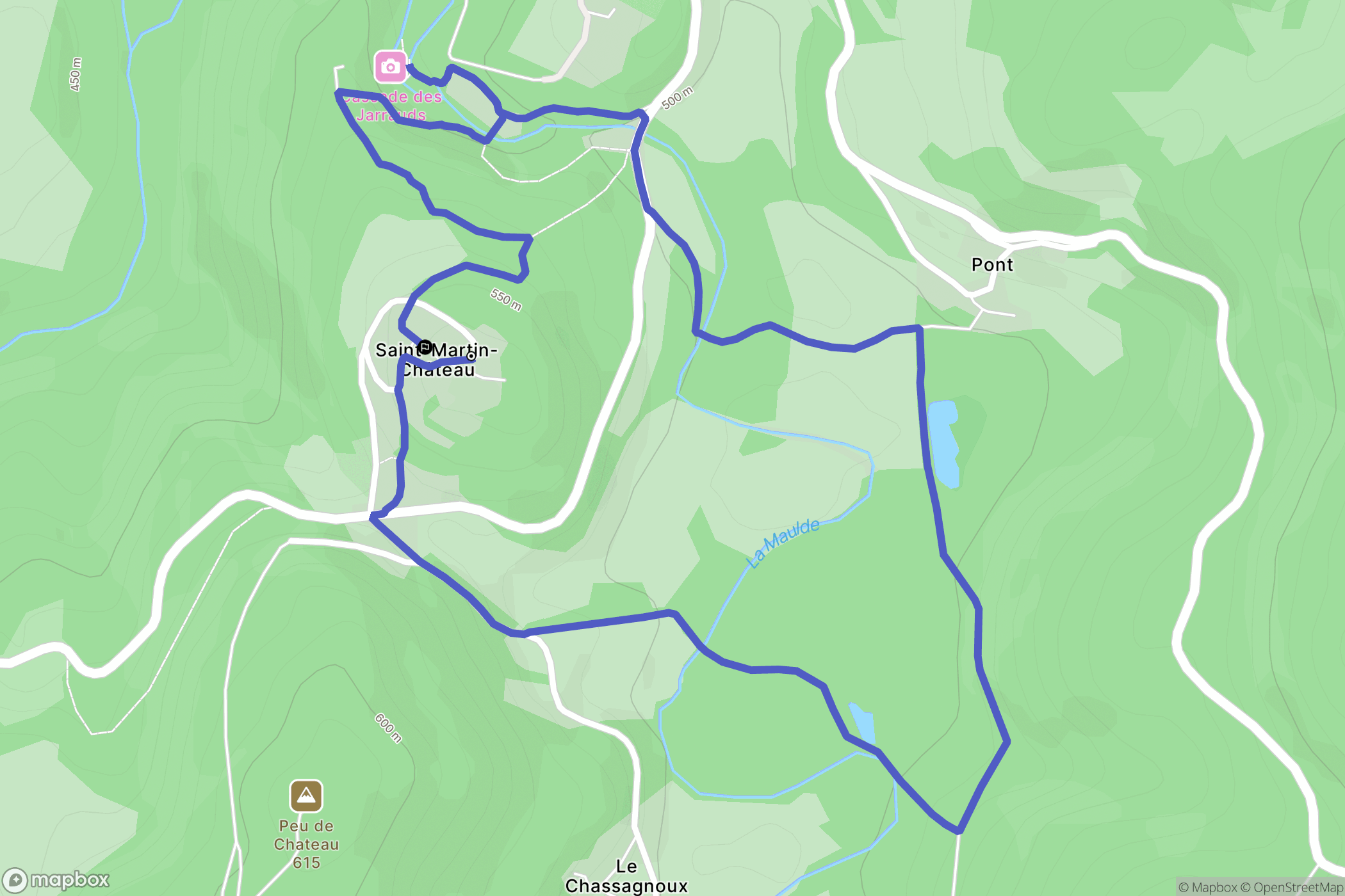 Saint-Martin-Château : carte du parcours de randonnée - France
