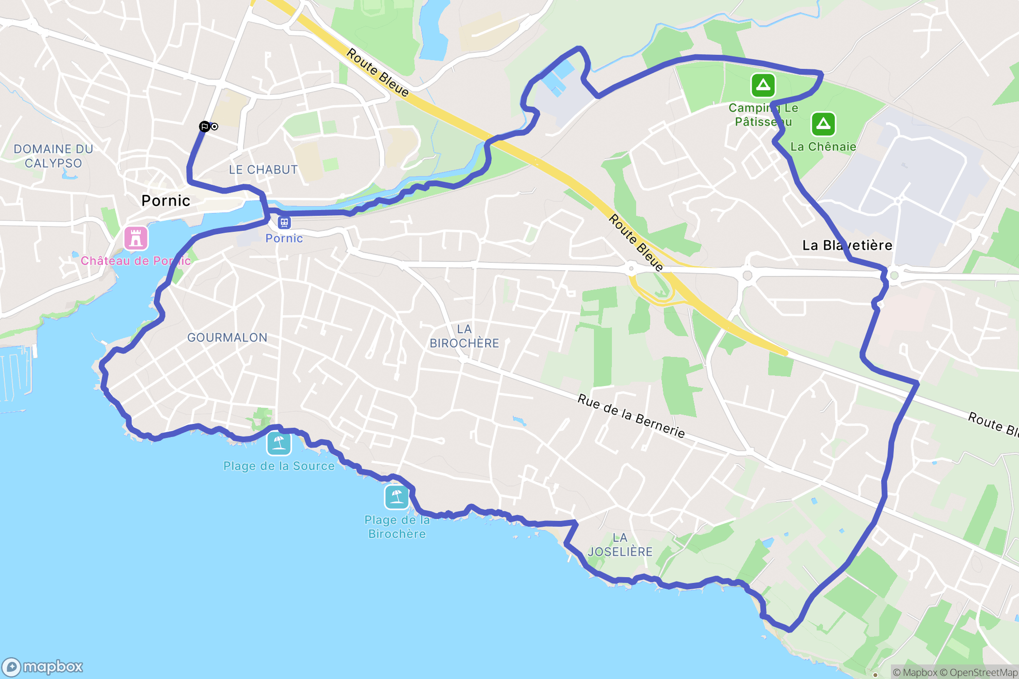 Pornic : carte du parcours de randonnée - France
