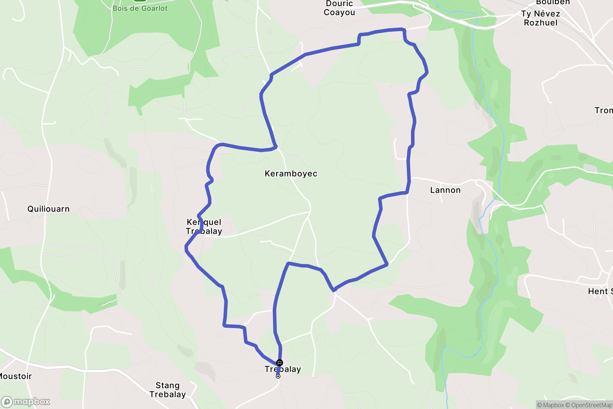 Bannalec : carte du parcours de randonnée - France