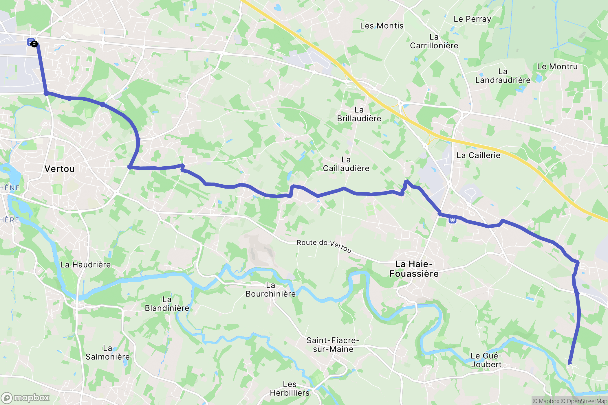 Vertou : carte du parcours de randonnée - France