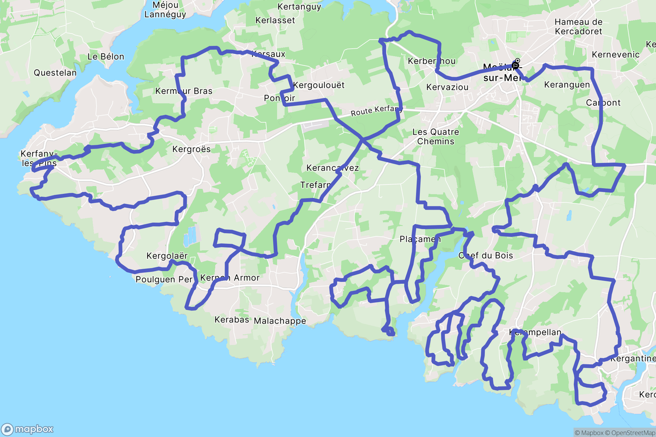 Moëlan-sur-Mer : carte du parcours de randonnée - France