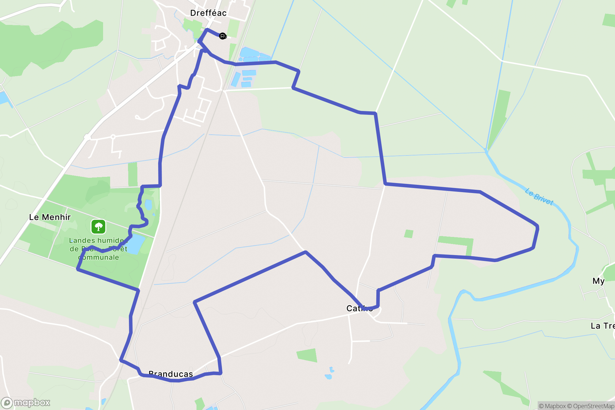 Drefféac : carte du parcours de randonnée - France