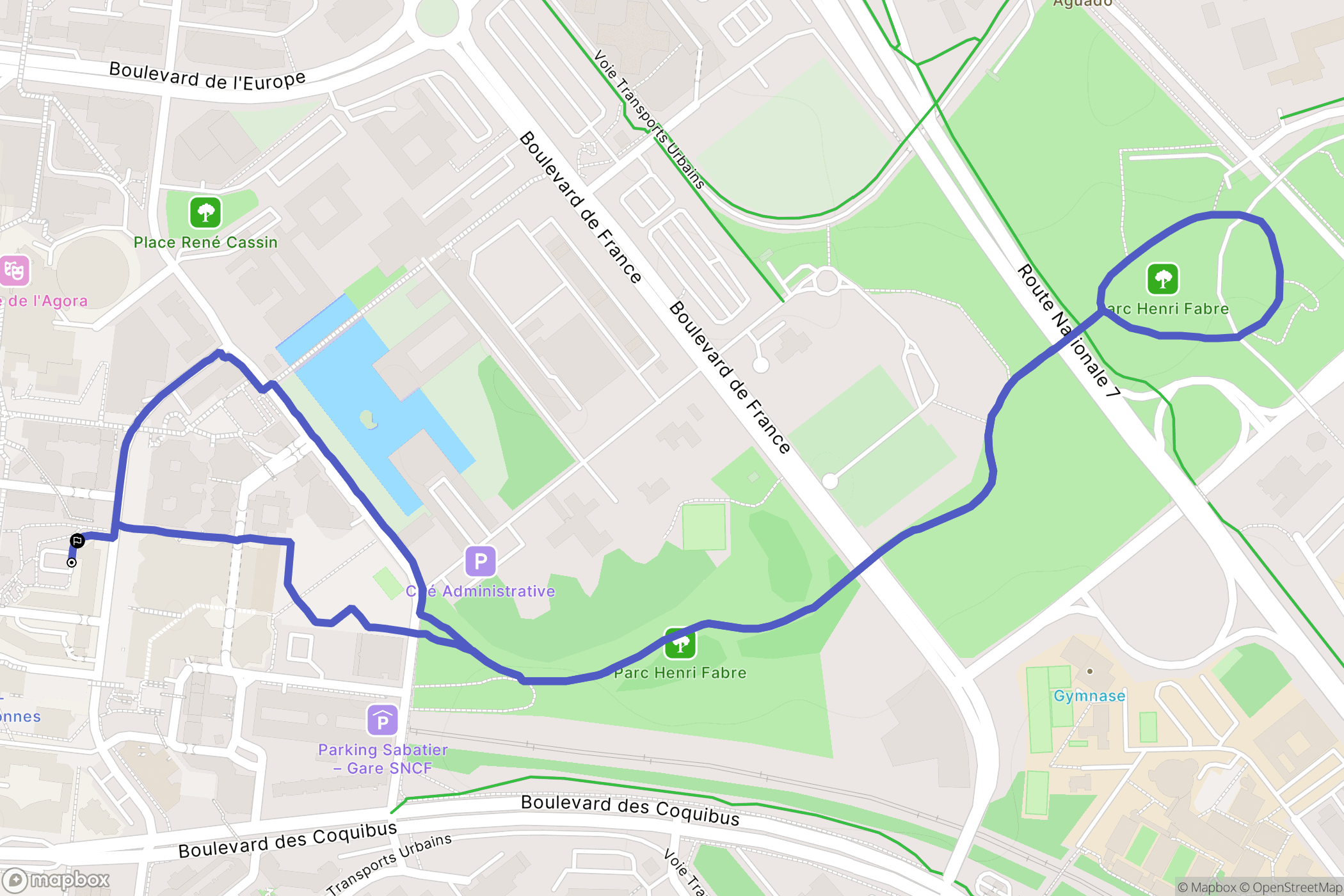 Cours Blaise Pascal, Évry-Courcouronnes : carte du parcours de randonnée - France