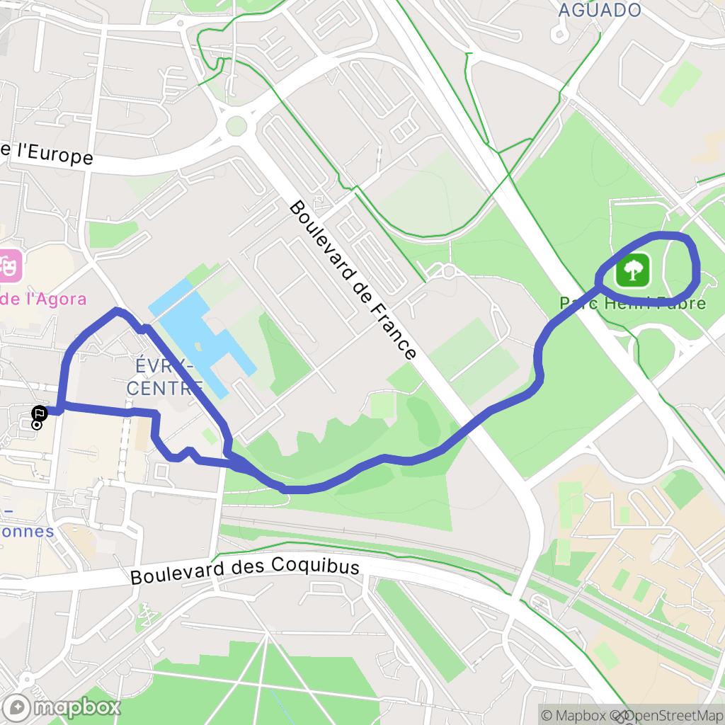 Cours Blaise Pascal, Évry-Courcouronnes : carte du parcours de randonnée - France