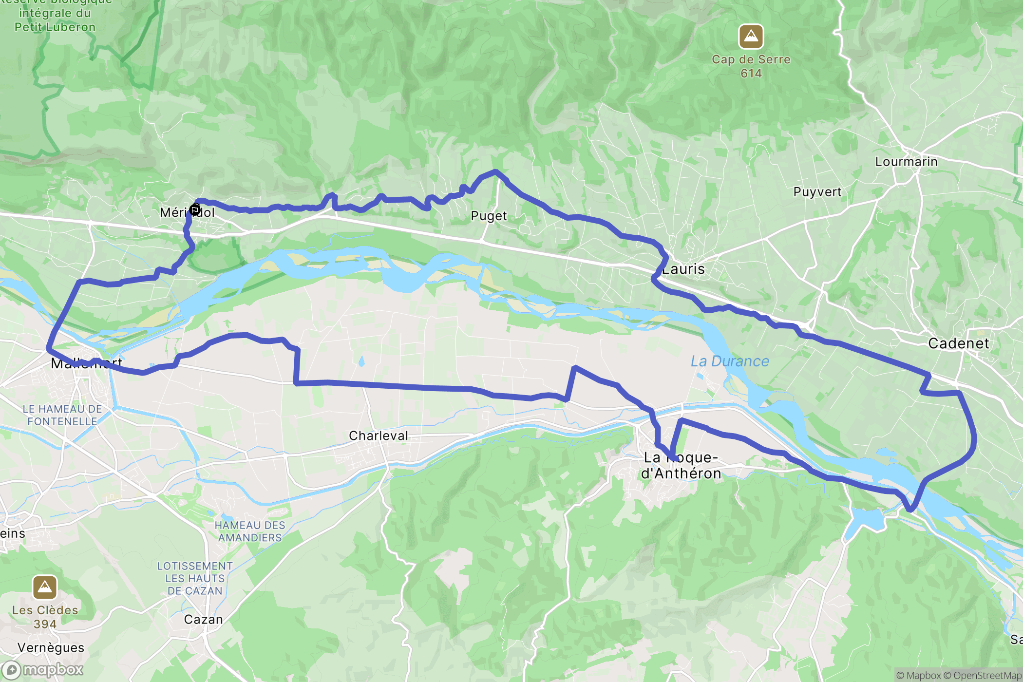 Mérindol : carte du parcours de randonnée - France