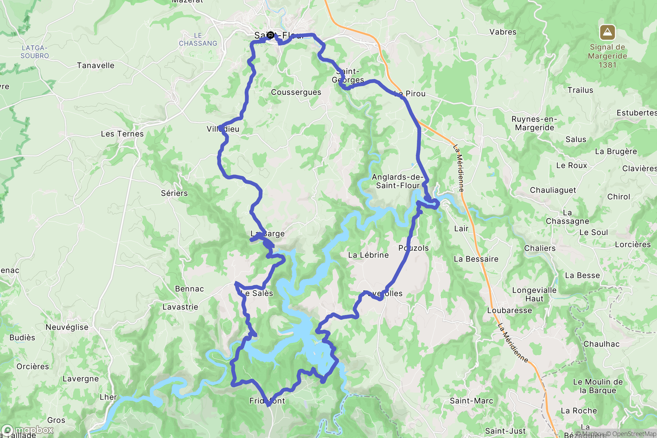 Saint-Flour : carte du parcours de randonnée - France