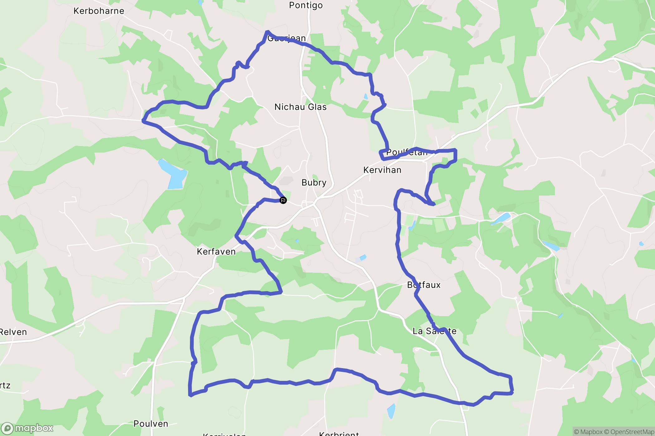 Bubry : carte du parcours de randonnée - France