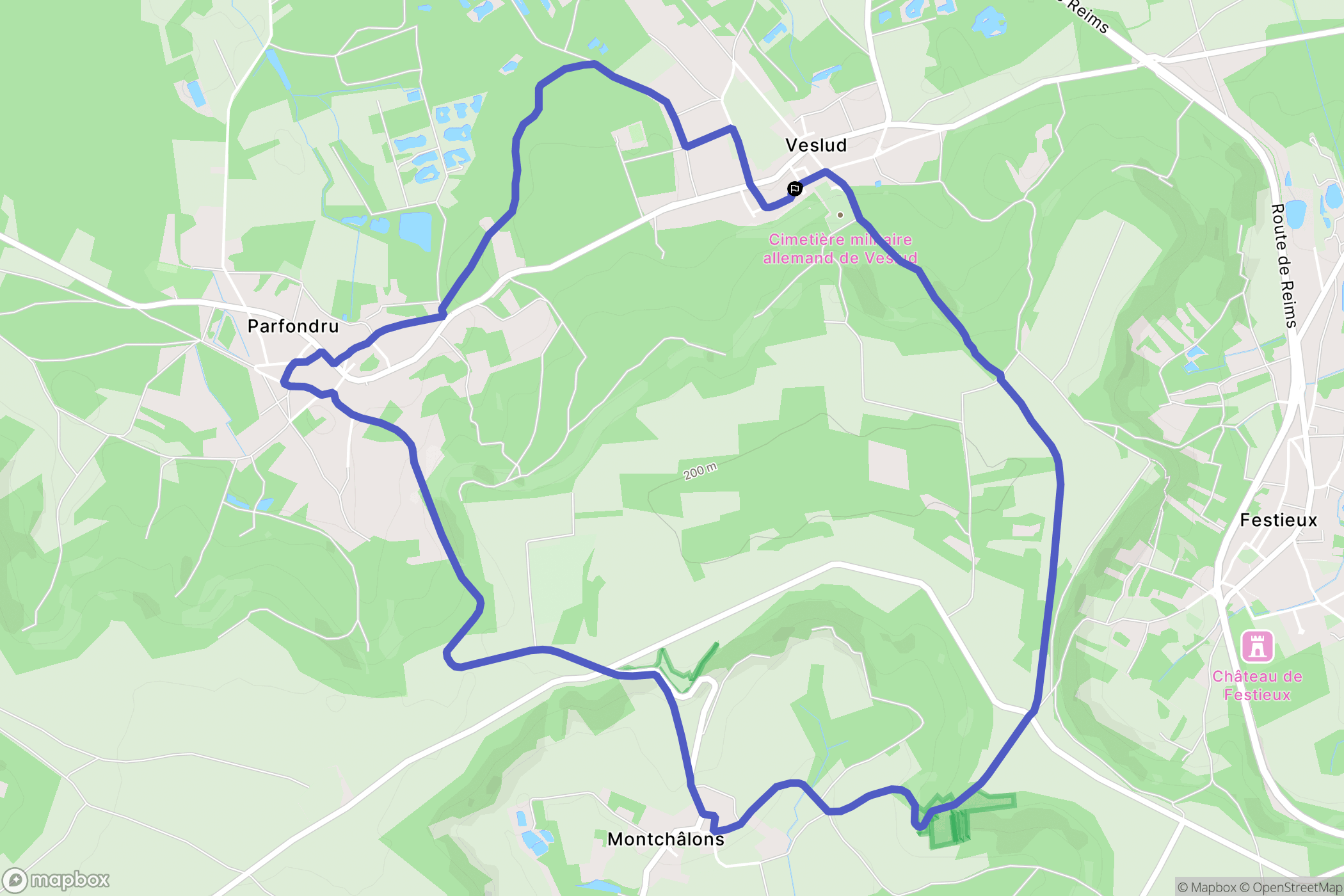 Veslud : carte du parcours de randonnée - France