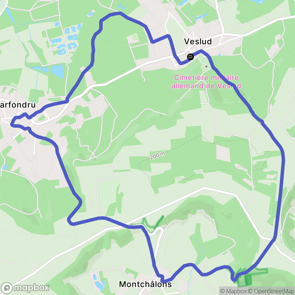 Veslud : carte du parcours de randonnée - France