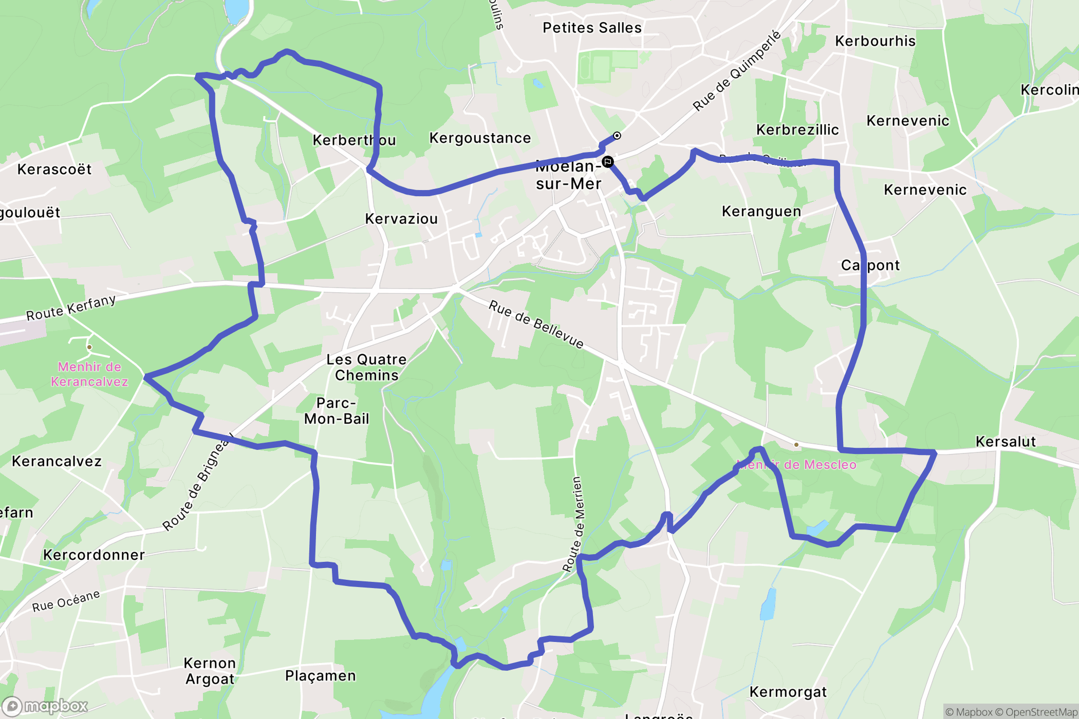 Moëlan-sur-Mer : carte du parcours de randonnée - France
