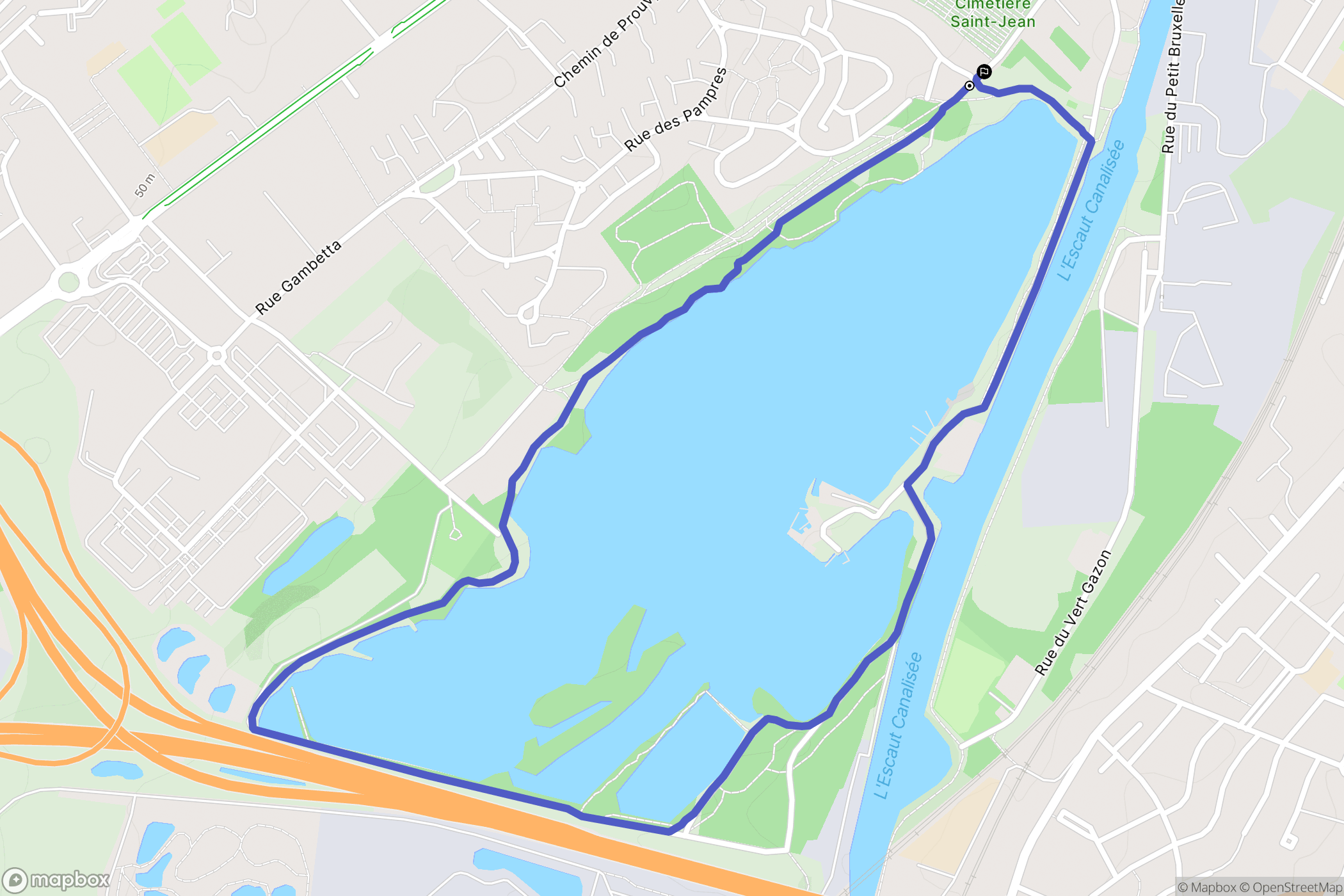 Valenciennes : carte du parcours de randonnée - France