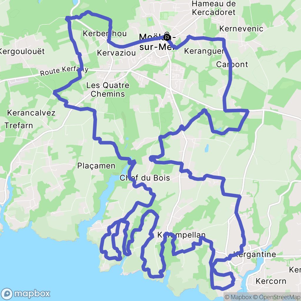 Moëlan-sur-Mer : carte du parcours de randonnée - France