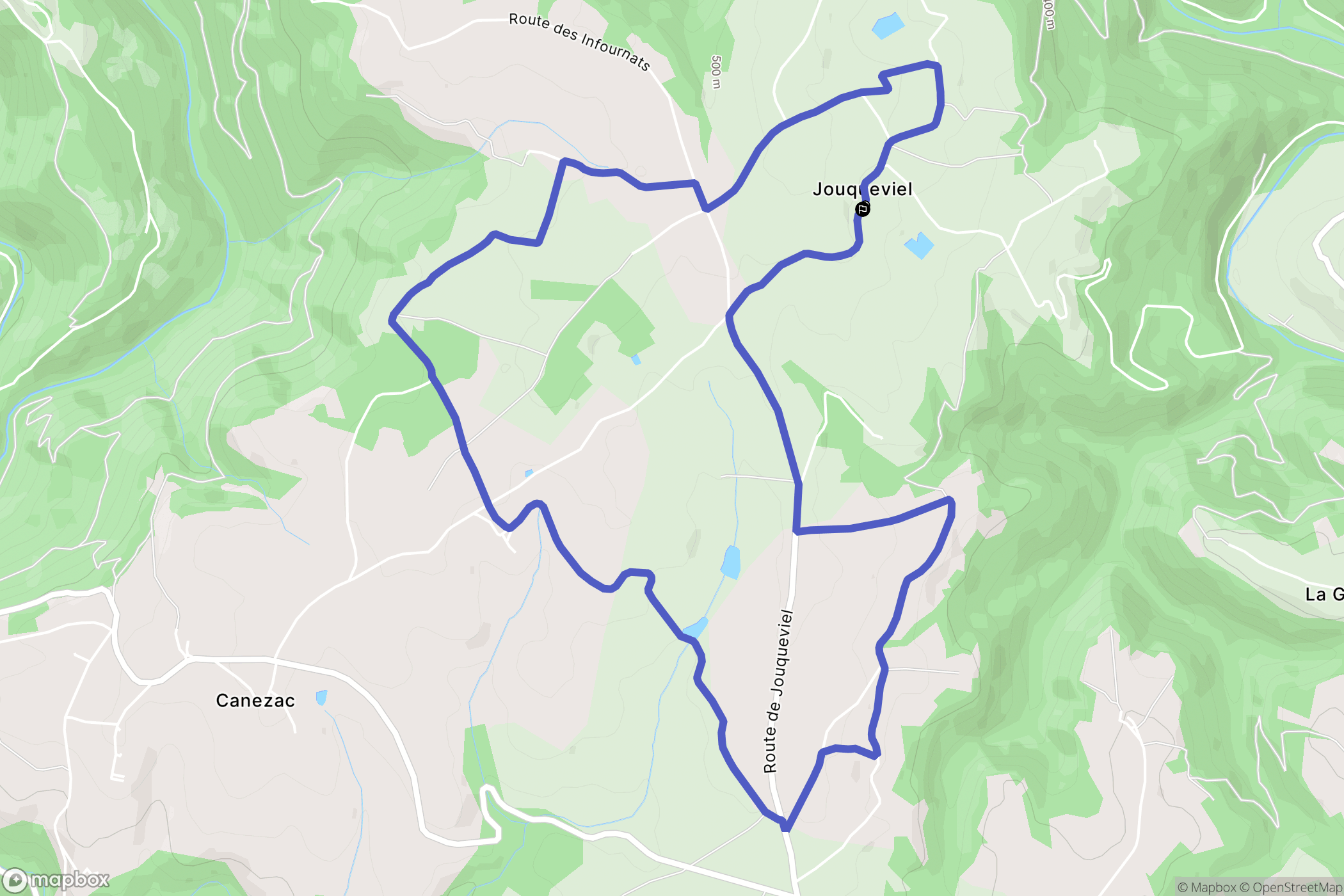 Jouqueviel : carte du parcours de randonnée - France