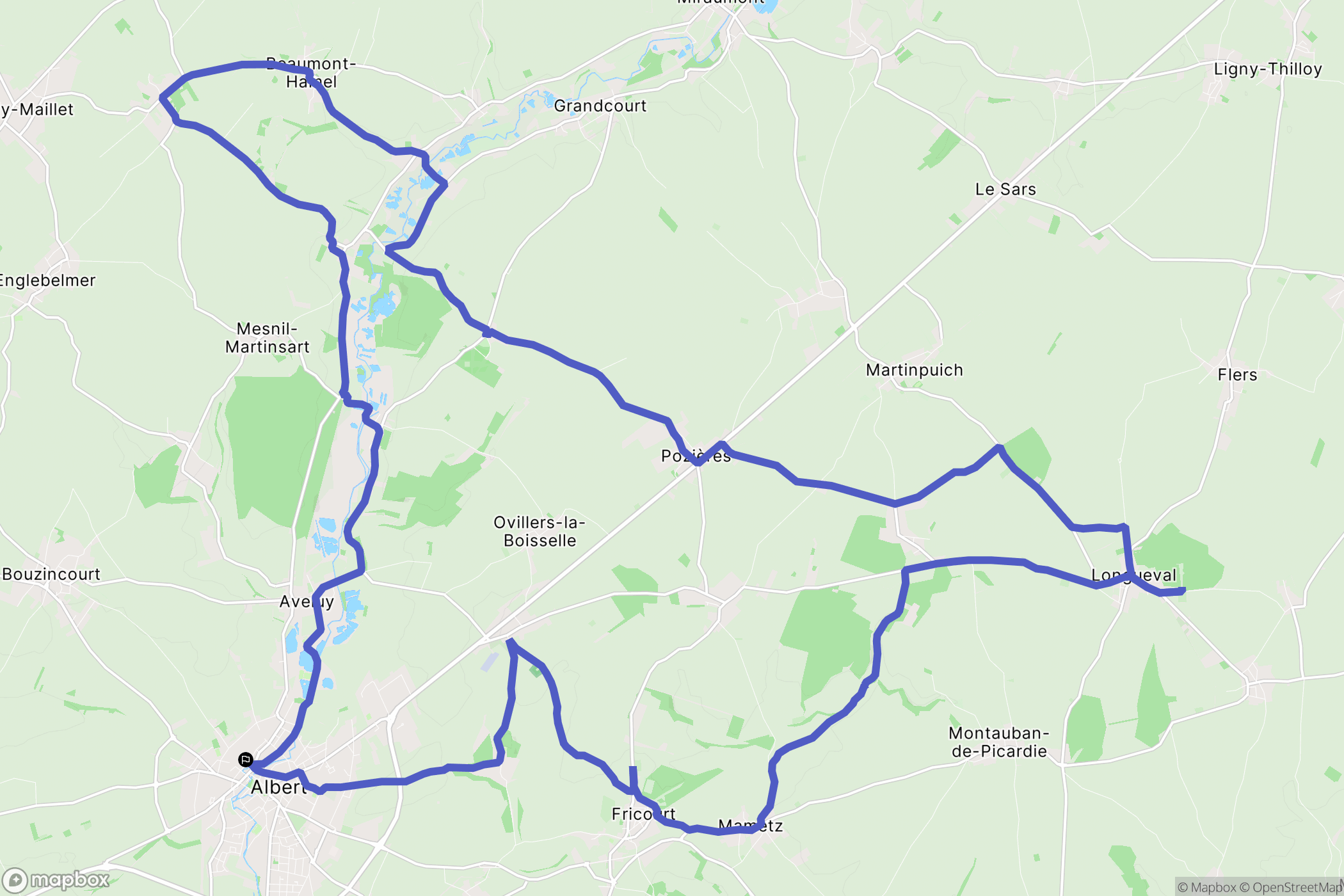 Albert : carte du parcours de randonnée - France