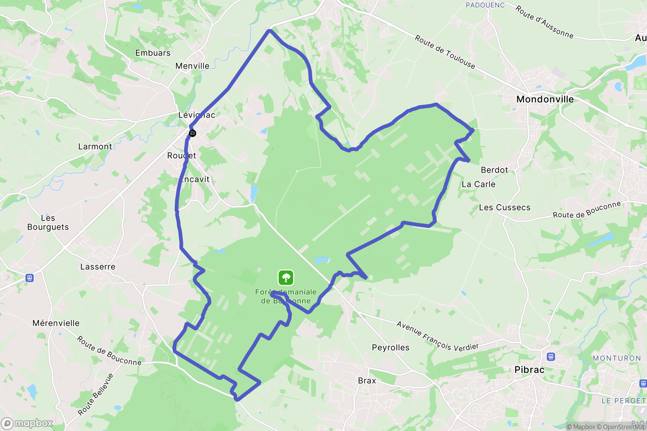 Lévignac : carte du parcours de randonnée - France