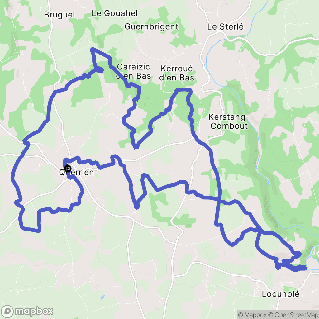 Querrien : carte du parcours de randonnée - France
