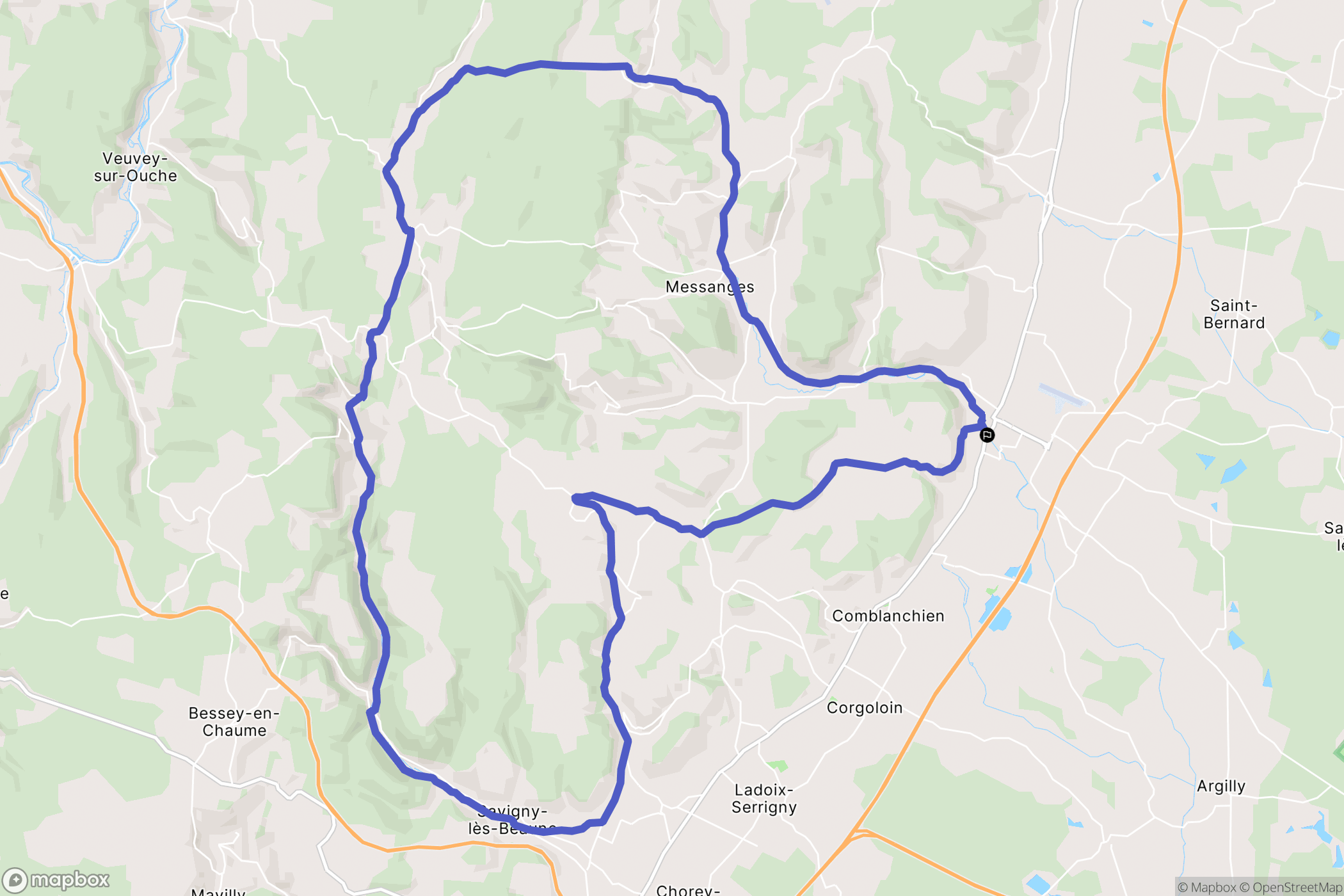 Nuits-Saint-Georges : carte du parcours de randonnée - France