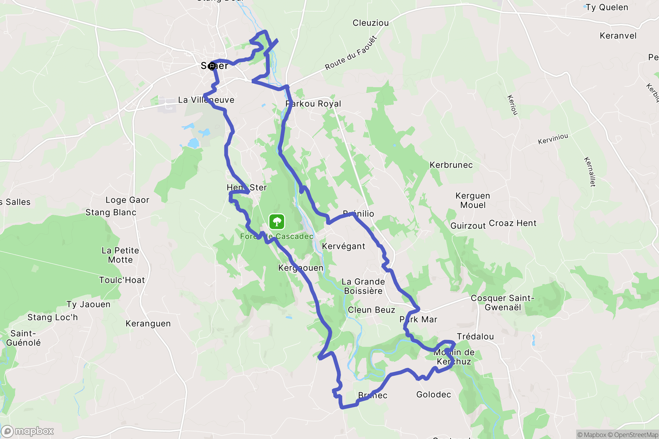 Scaër : carte du parcours de randonnée - France