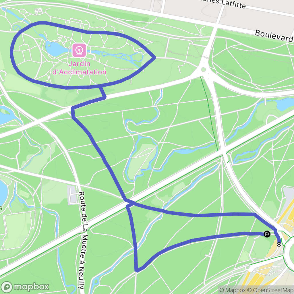 Paris XVIe (Porte Dauphine) : carte du parcours de randonnée - France