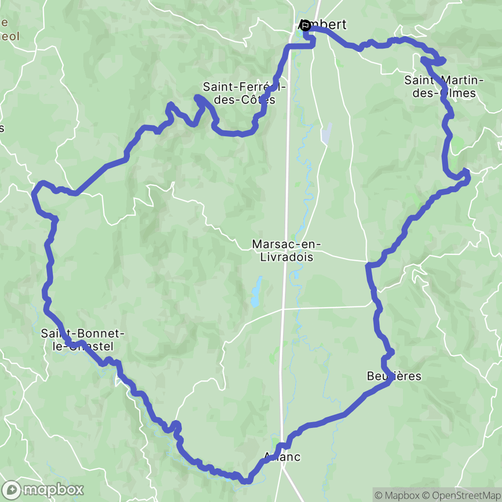 Ambert : carte du parcours de randonnée - France