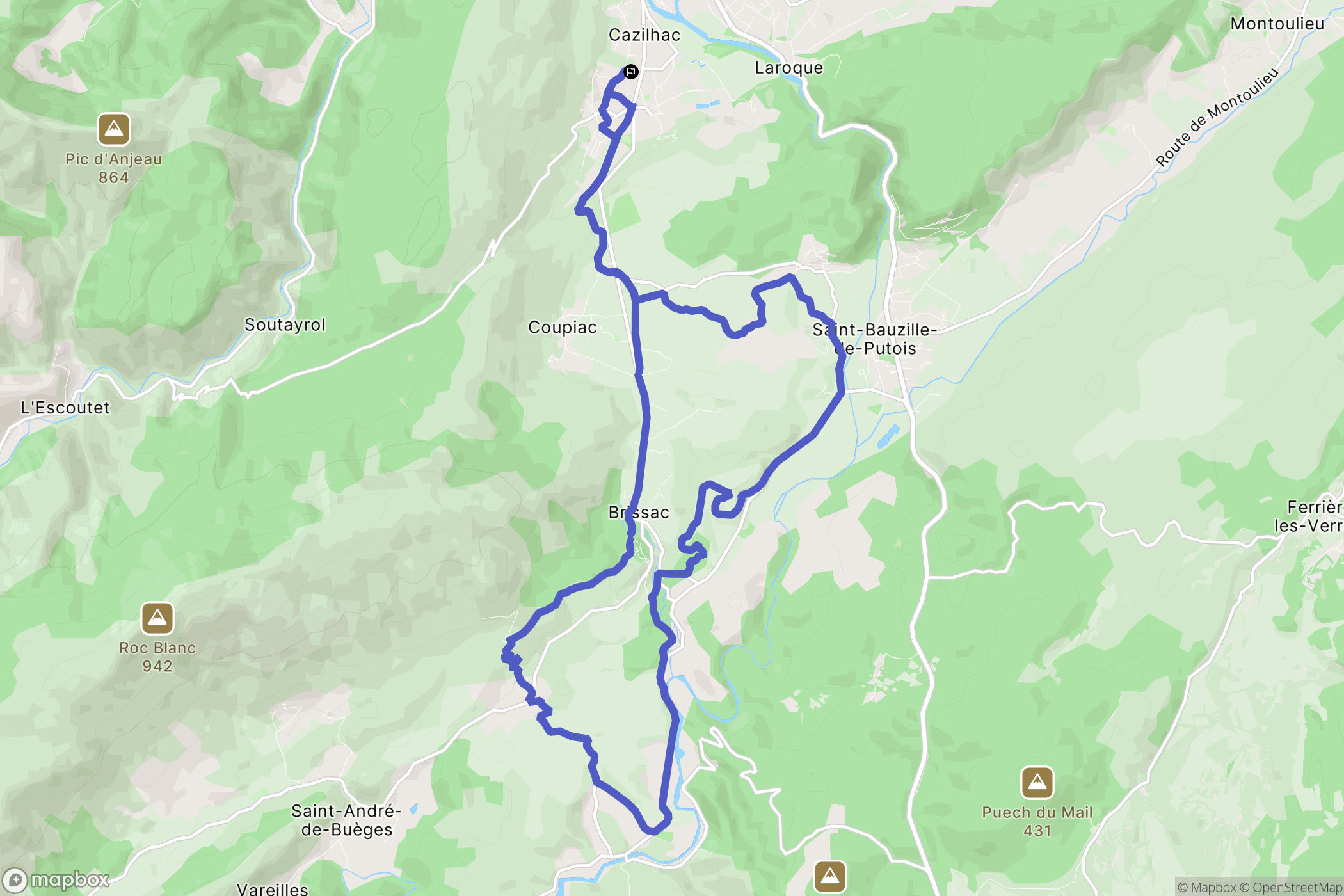 Cazilhac : carte du parcours de randonnée - France