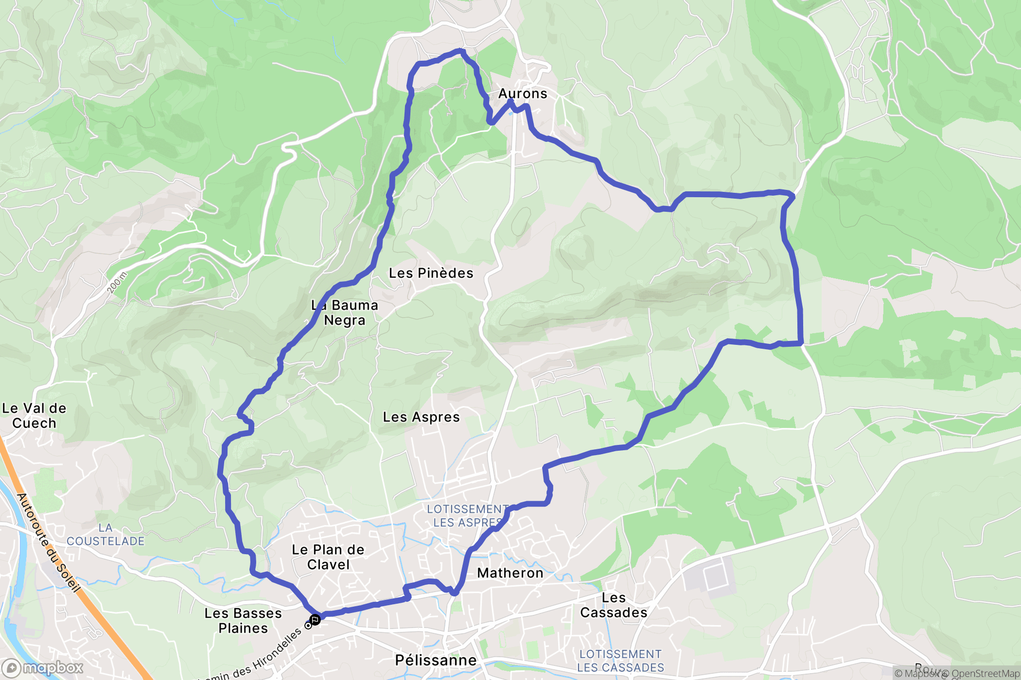 Pélissanne : carte du parcours de randonnée - France