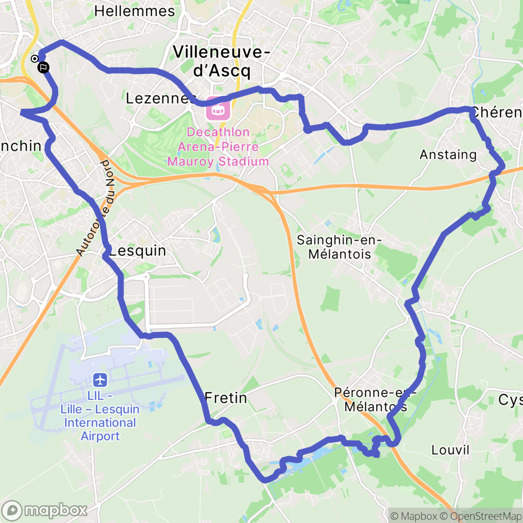 Lille : carte du parcours de randonnée - France