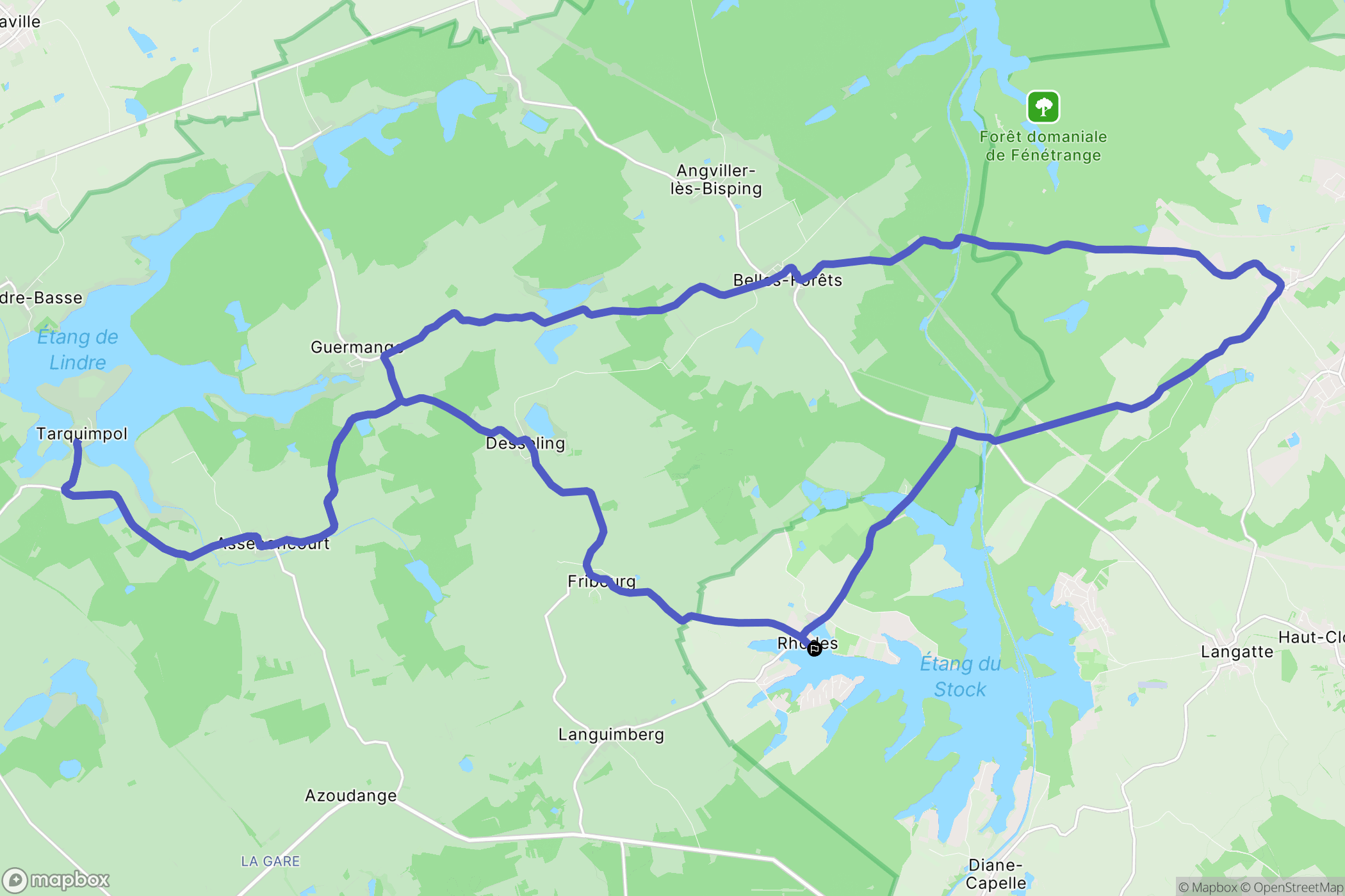 Rhodes : carte du parcours de randonnée - France