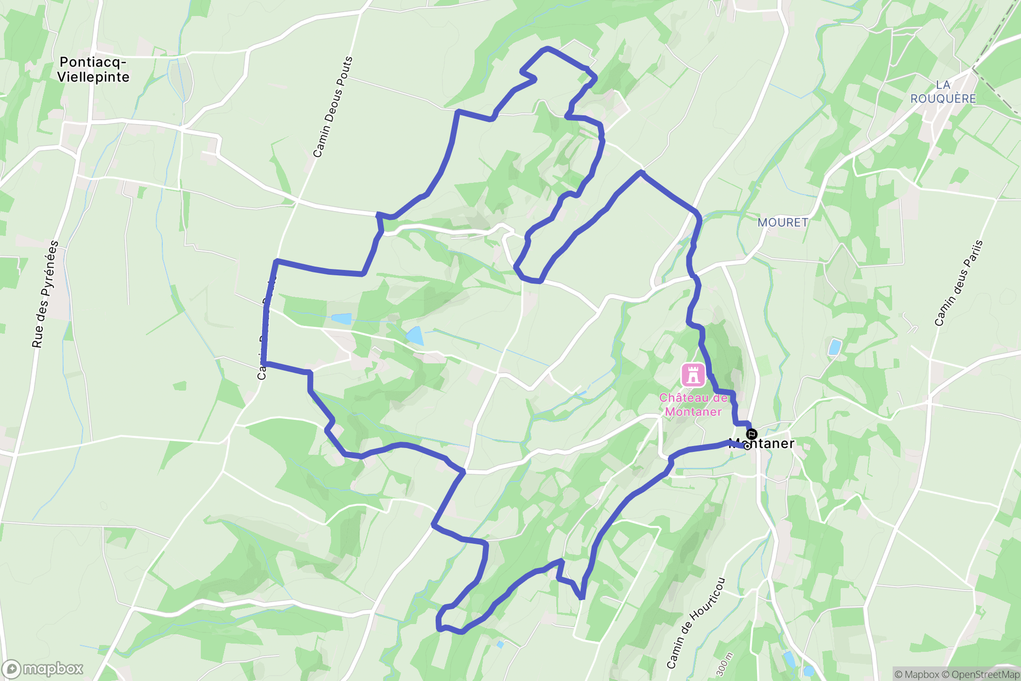 Montaner : carte du parcours de randonnée - France