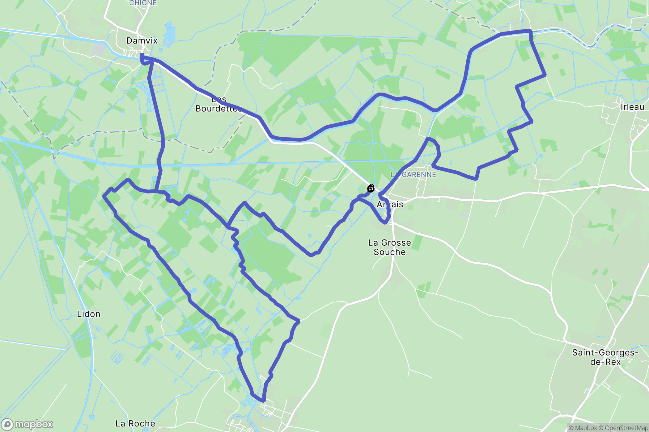 Arçais : carte du parcours de randonnée - France