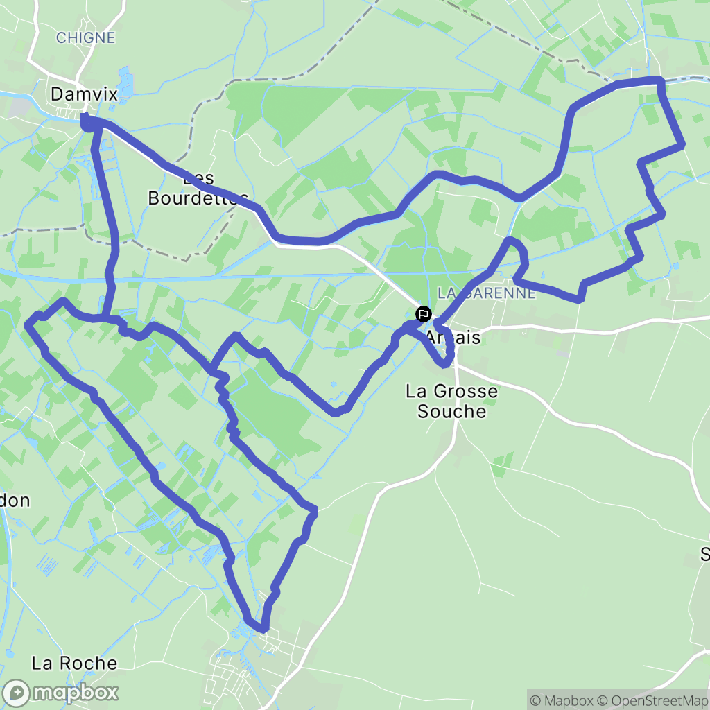 Arçais : carte du parcours de randonnée - France