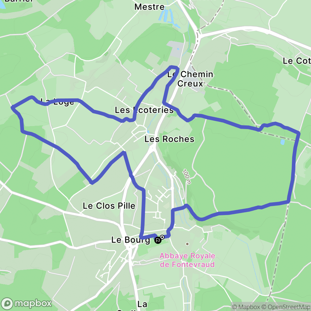 Fontevraud-l'Abbaye : carte du parcours de randonnée - France