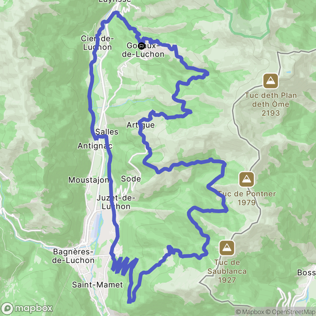 Gouaux-de-Luchon : carte du parcours de randonnée - France