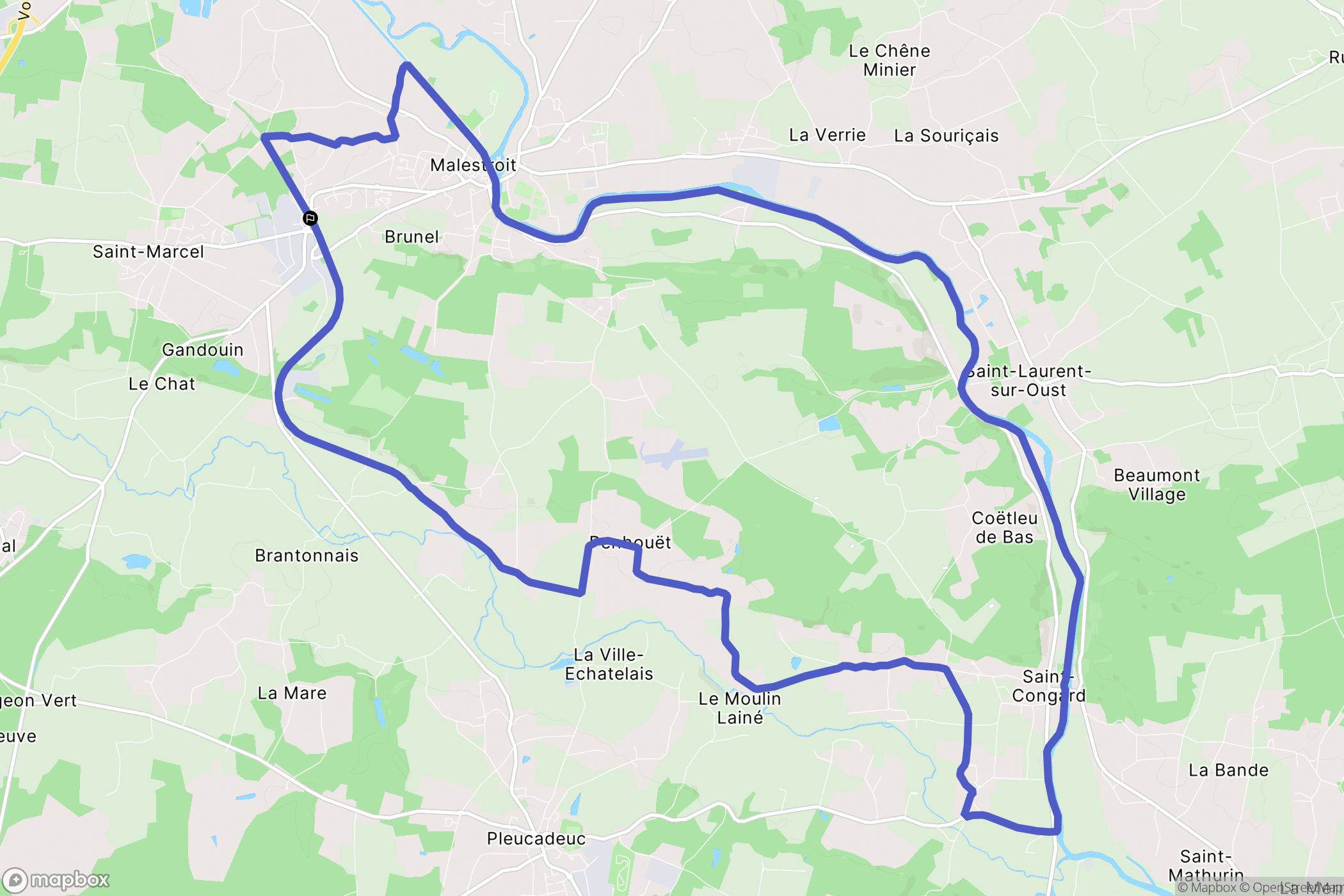 Malestroit : carte du parcours de randonnée - France