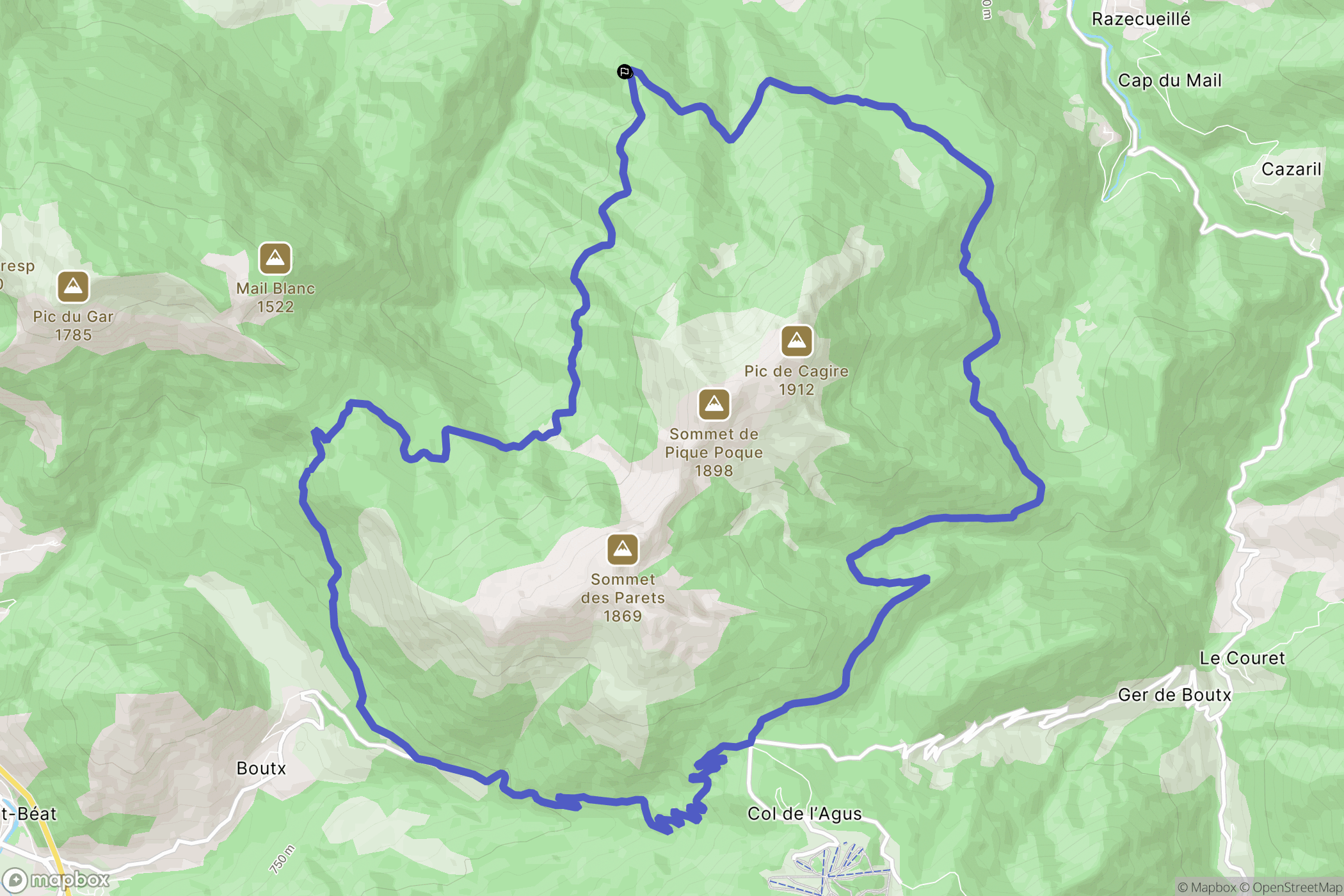 Juzet-d'Izaut : carte du parcours de randonnée - France
