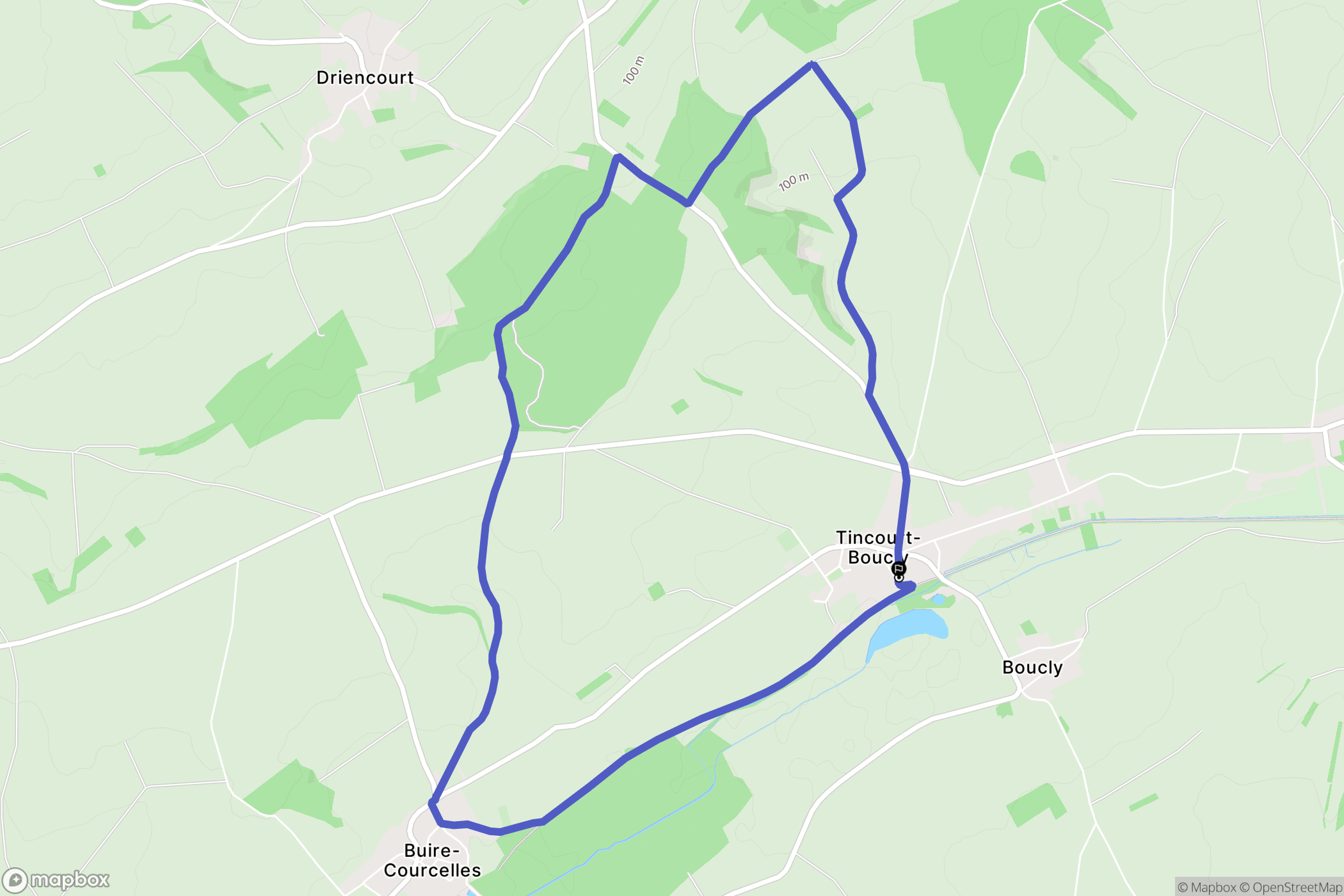 Tincourt-Boucly : carte du parcours de randonnée - France