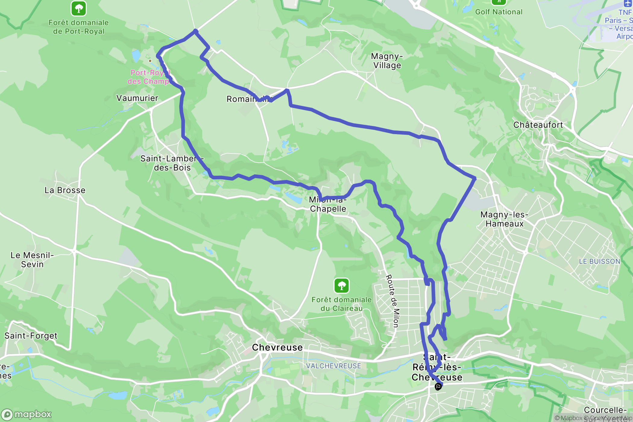 Saint-Remy-lès-Chevreuse : carte du parcours de randonnée - France
