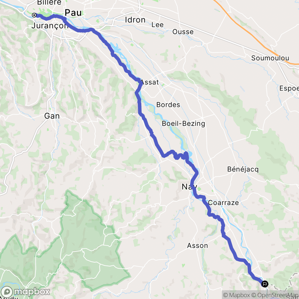 Billère : carte du parcours de randonnée - France