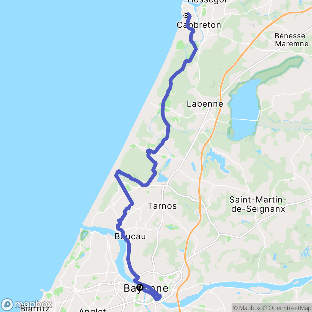 Capbreton : carte du parcours de randonnée - France