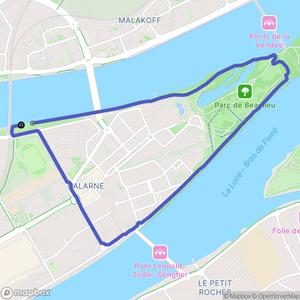 Nantes : carte du parcours de randonnée - France
