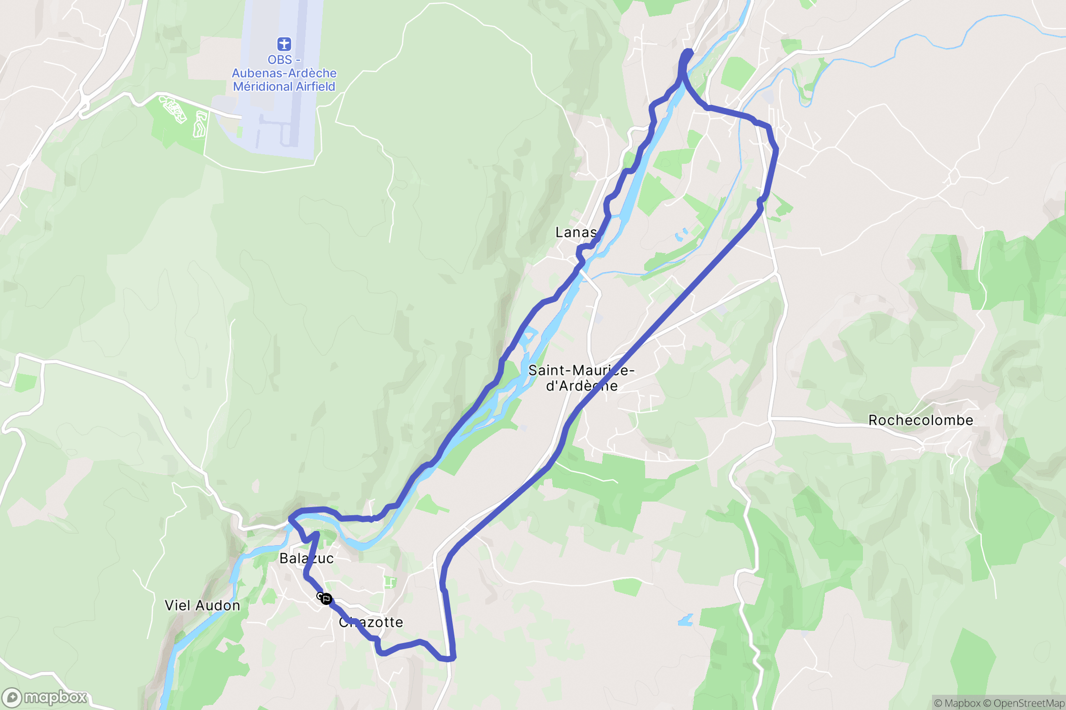 Balazuc : carte du parcours de randonnée - France